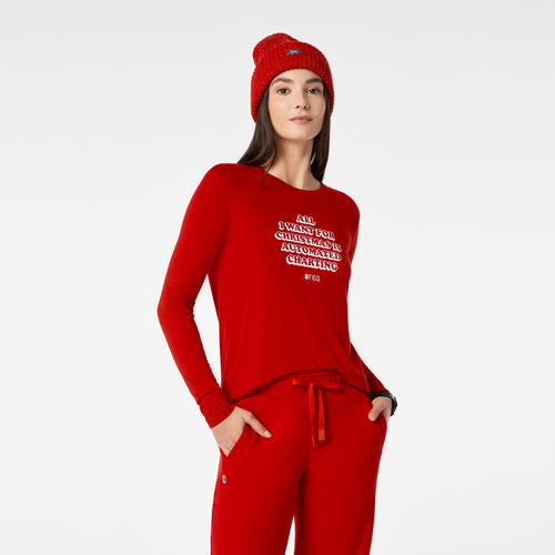 All I Want For Christmas Long-Sleeve Underscrub - Winning Red