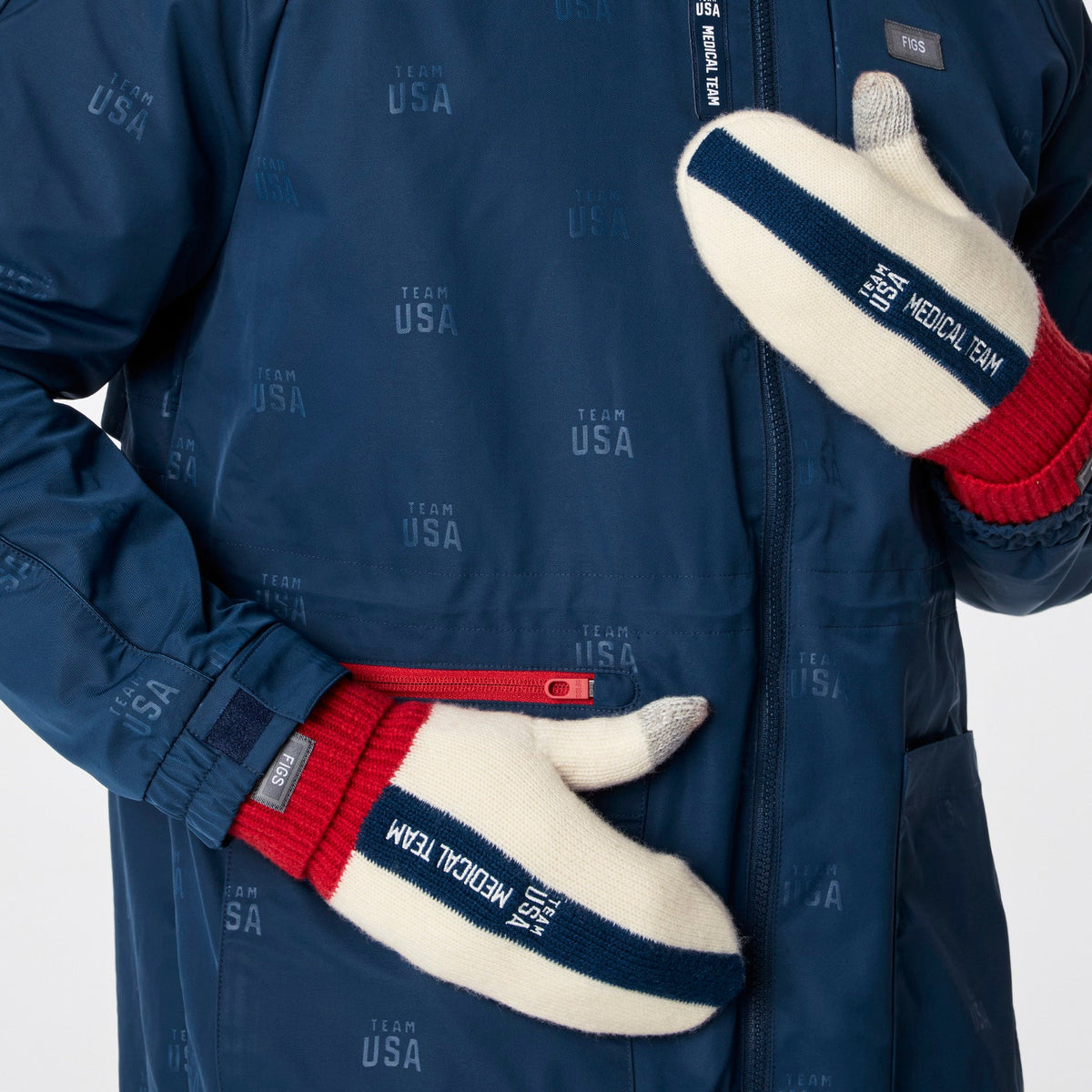 FIGS x Team USA Knit Gloves - Off White