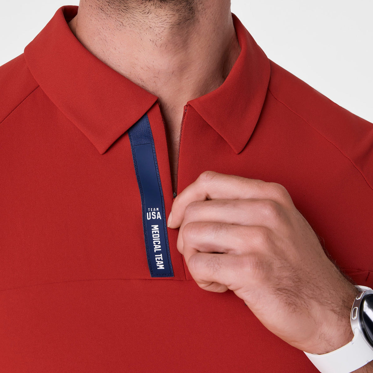 FIGS x Team USA Polo Scrub Top - Team USA Red