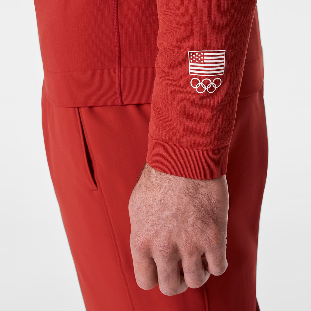 FIGS x Team USA Mock-Neck Long-Sleeve Underscrub - Team USA Red