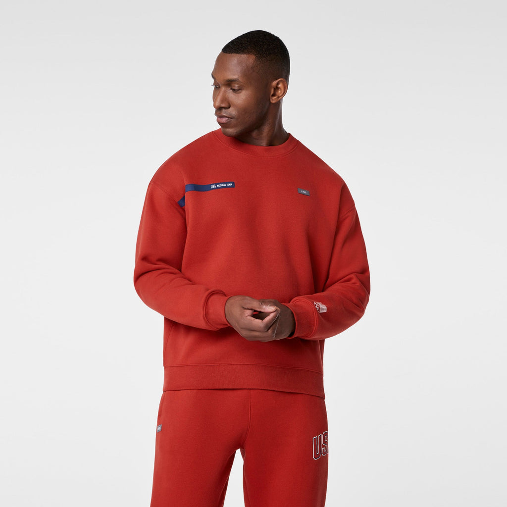 FIGS x Team USA Crewneck Sweatshirt - Team USA Red