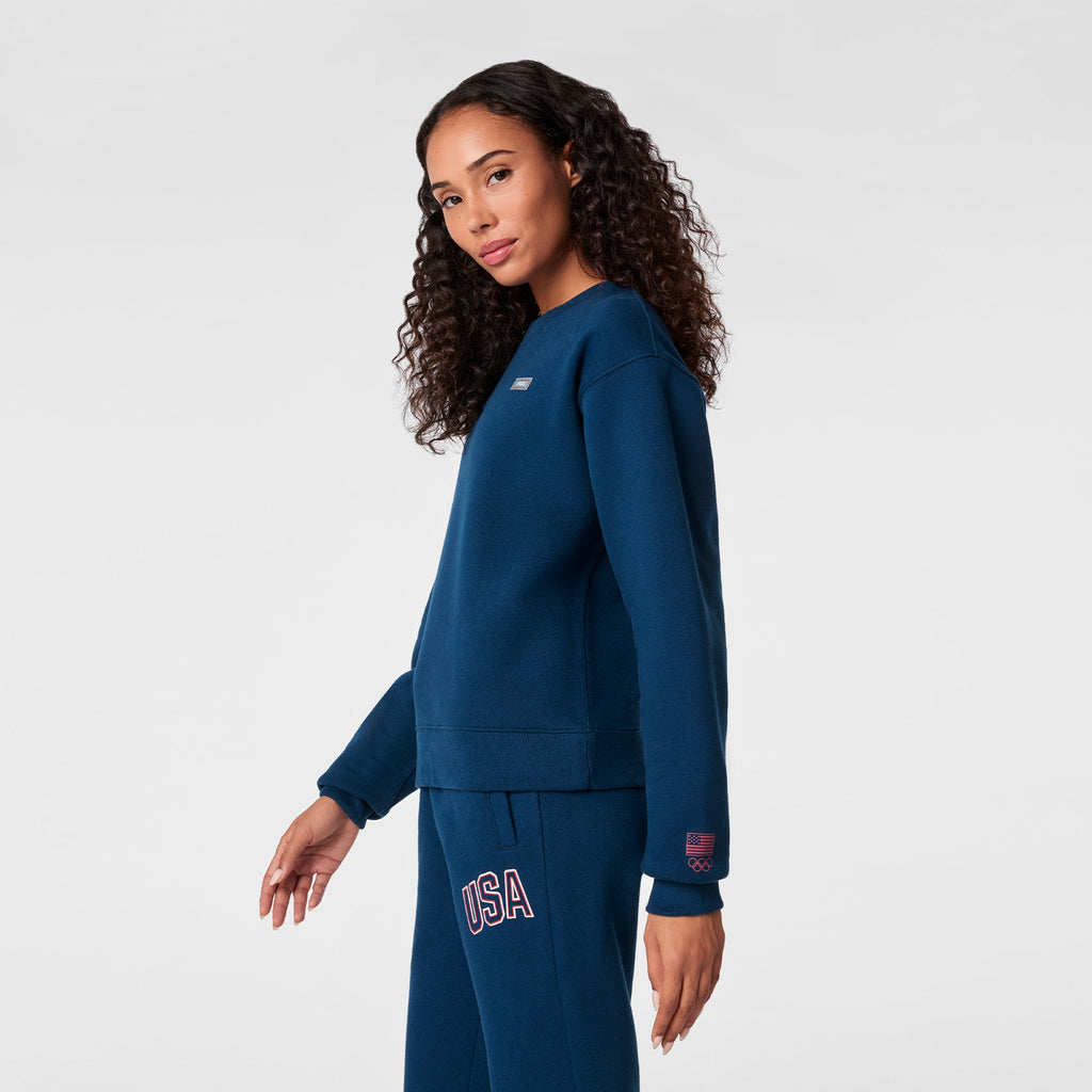 FIGS x Team USA Crewneck Sweatshirt - Team USA Blue