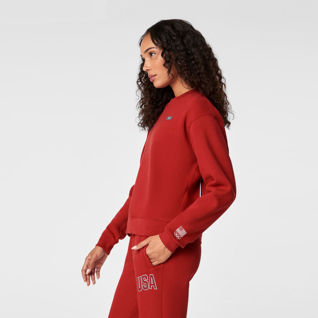 FIGS x Team USA Crewneck Sweatshirt - Team USA Red