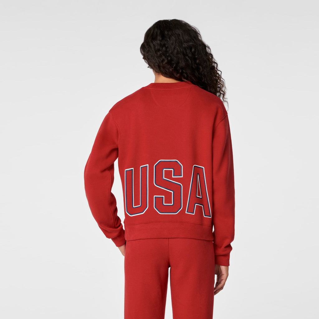 FIGS x Team USA Crewneck Sweatshirt - Team USA Red