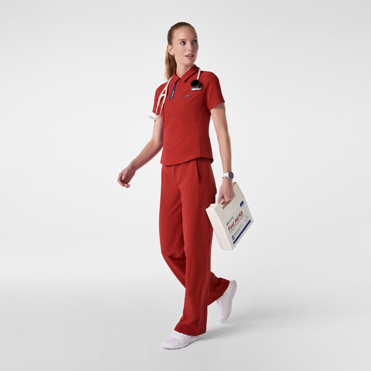 FIGS x Team USA Polo Scrub Top - Team USA Red