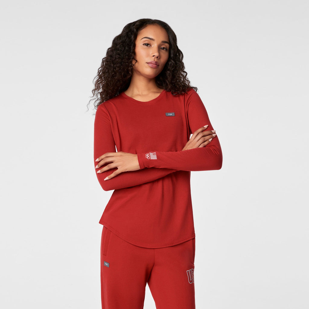 FIGS x Team USA Long-Sleeve Underscrub - Team USA Red