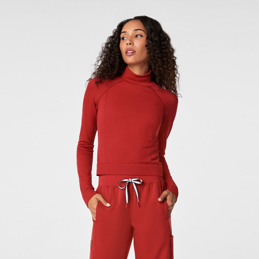 FIGS x Team USA Mock-Neck Long-Sleeve Underscrub - Team USA Red