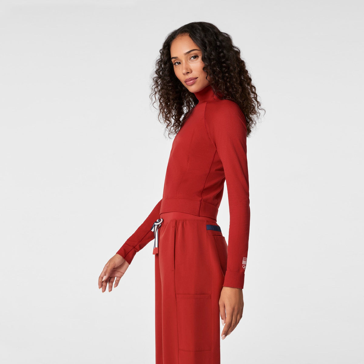 FIGS x Team USA Mock-Neck Long-Sleeve Underscrub - Team USA Red