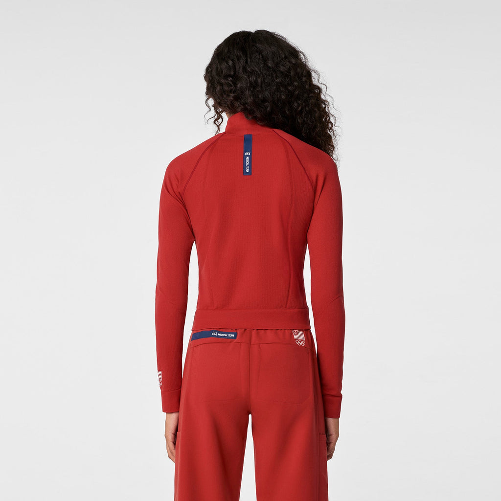 FIGS x Team USA Mock-Neck Long-Sleeve Underscrub - Team USA Red