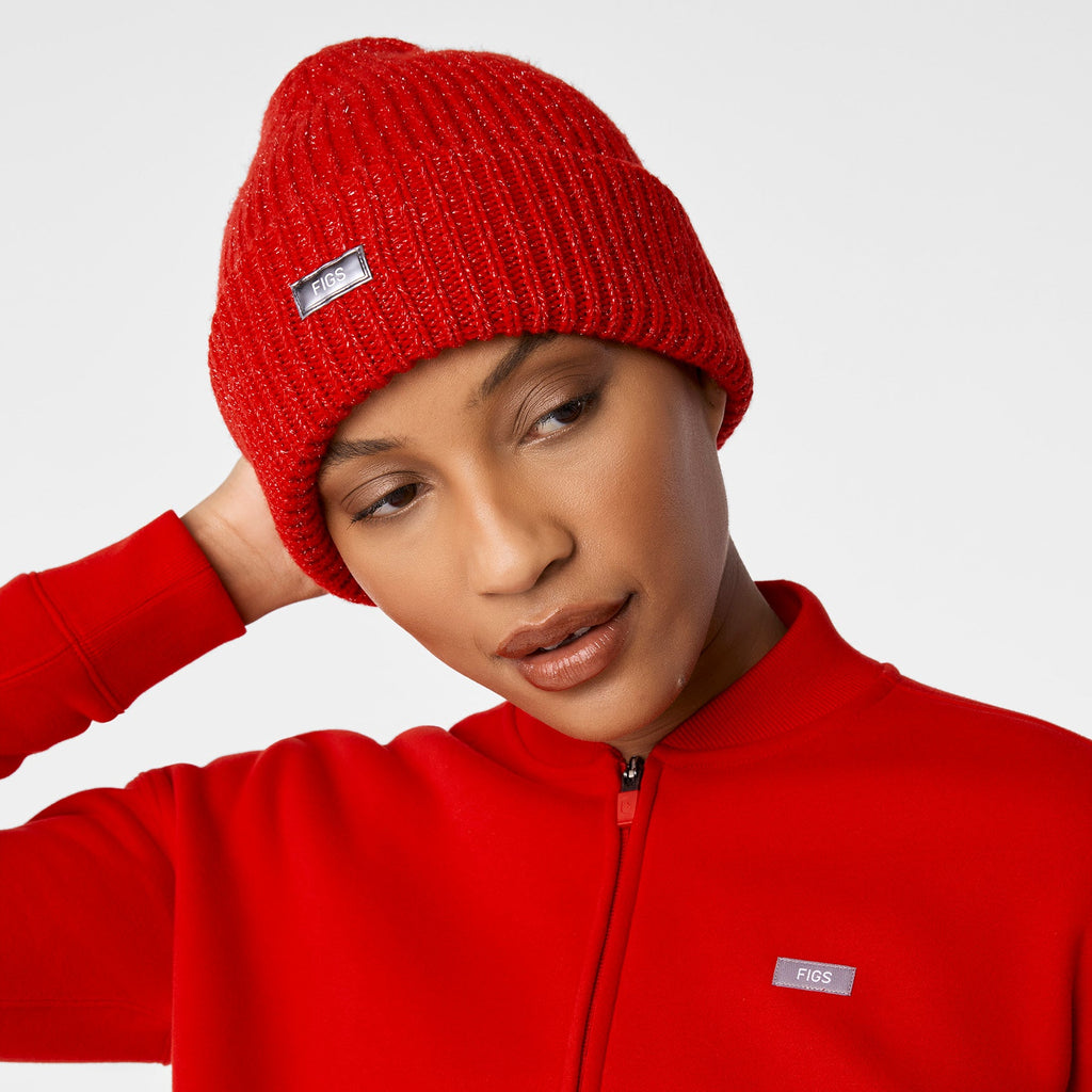 FIGS Logo Beanie - Winning Red