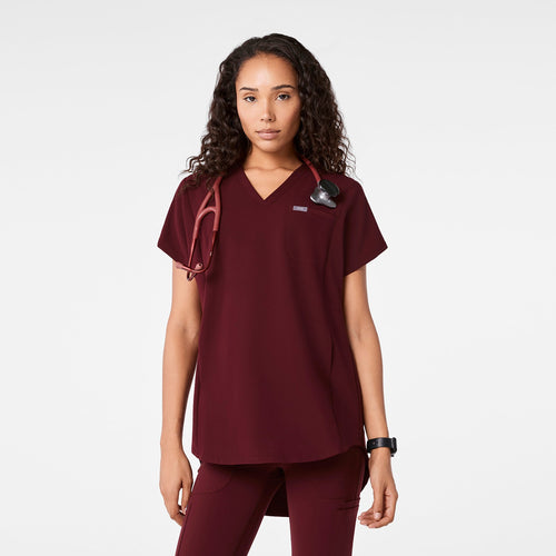 Addison Tunic Scrub Top - Burgundy