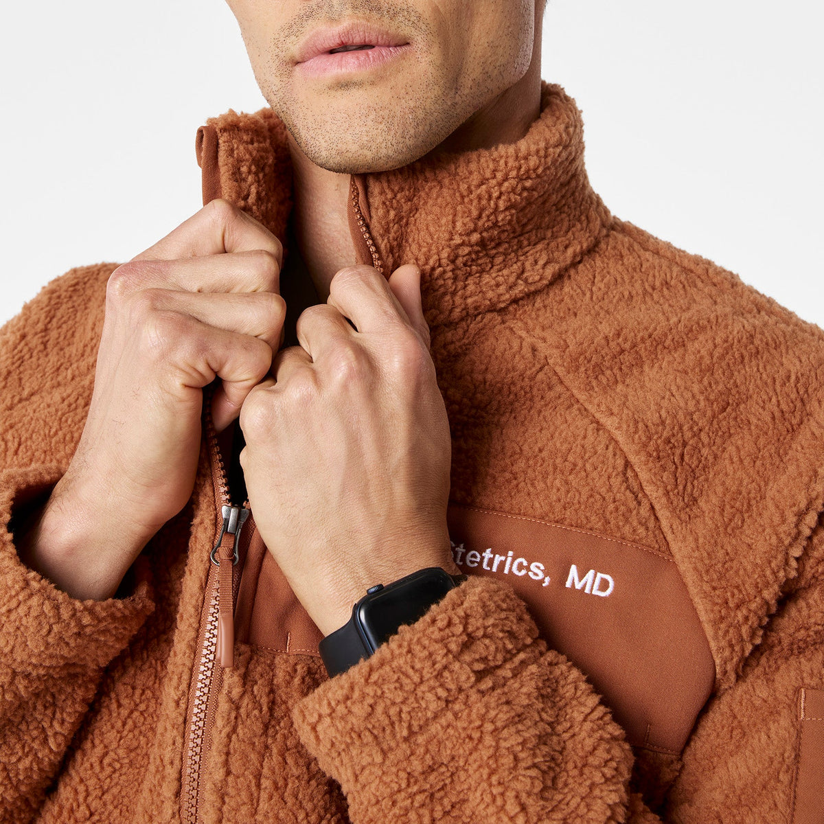 High-Pile Fleece Bomber Jacket - Mocha