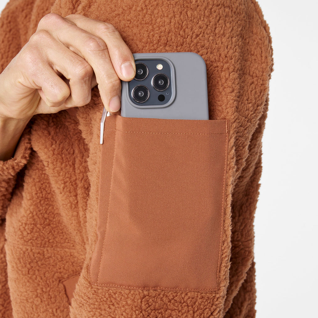 High-Pile Fleece Bomber Jacket - Mocha