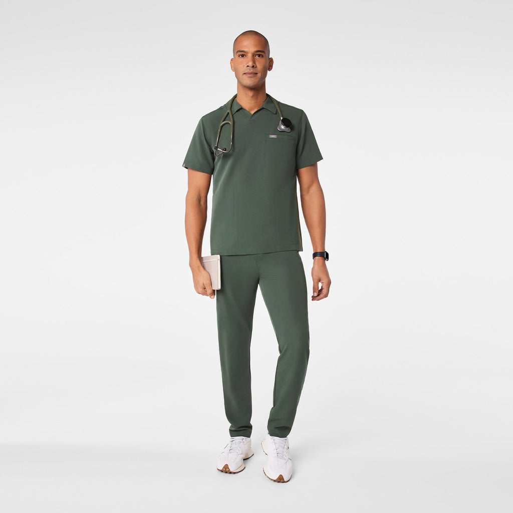 Arad Polo Scrub Top - Moss