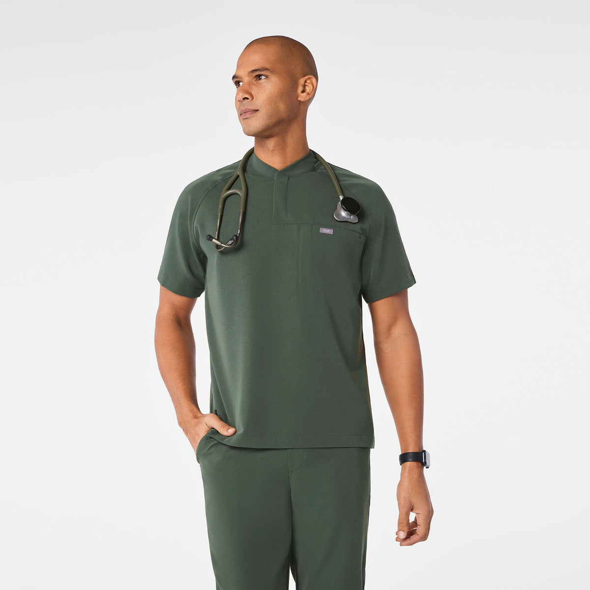 Stratton Henley Scrub Top - Moss