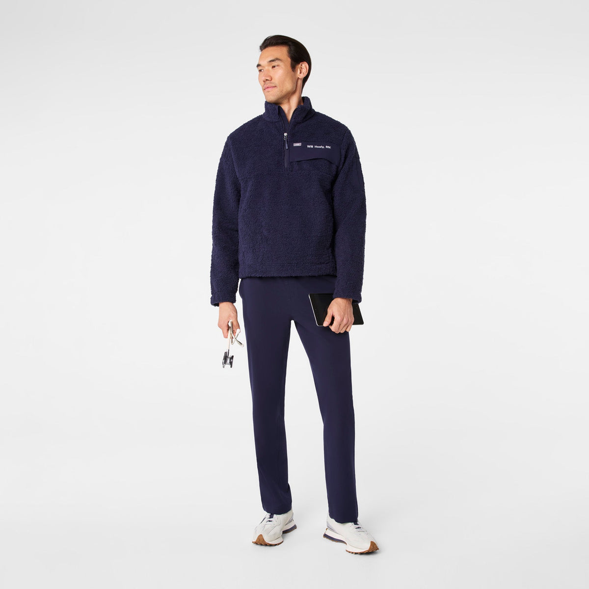 High-Pile Fleece Pullover - Navy