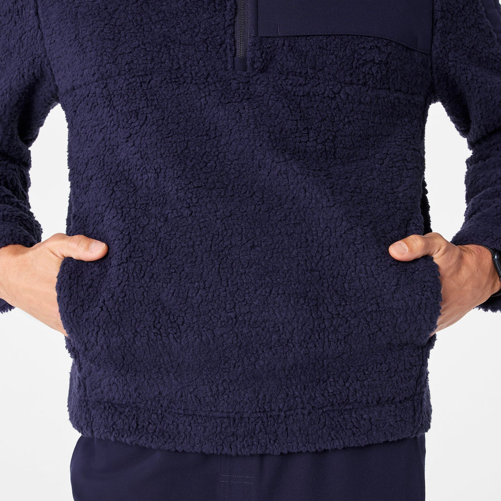 High-Pile Fleece Pullover - Navy