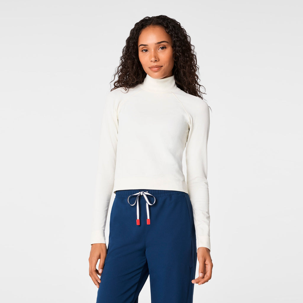FIGS x Team USA Mock-Neck Long-Sleeve Underscrub - Off White