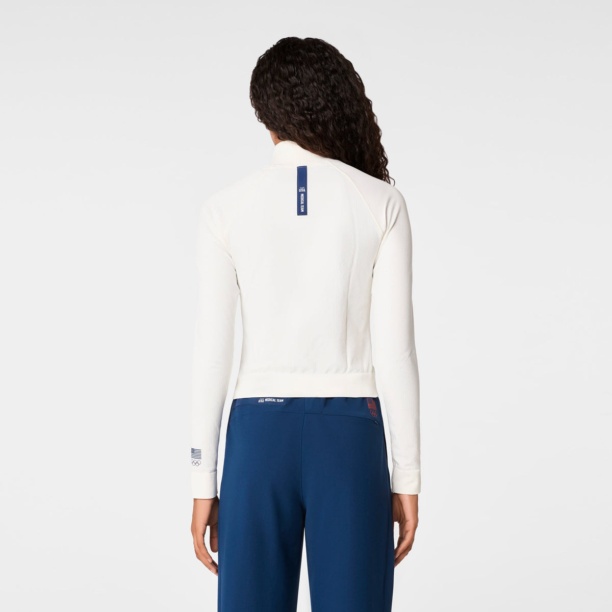 FIGS x Team USA Mock-Neck Long-Sleeve Underscrub - Off White