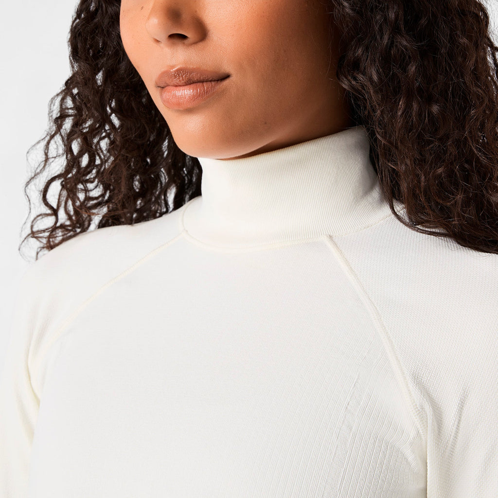 FIGS x Team USA Mock-Neck Long-Sleeve Underscrub - Off White