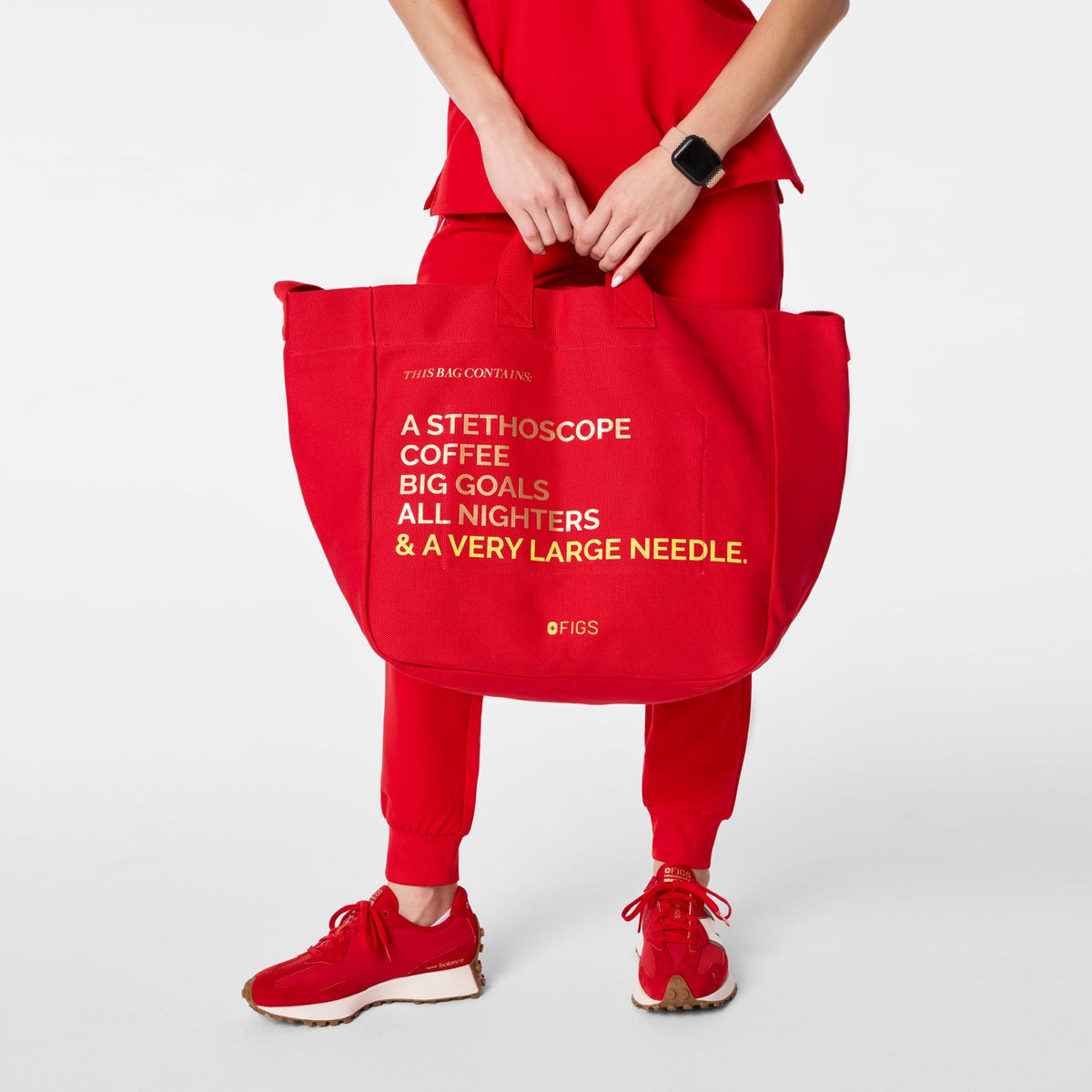 A Very Large Needle Canvas Tote - Pop Red