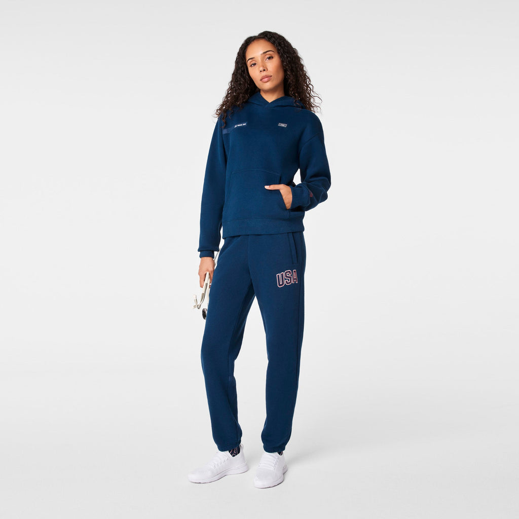FIGS x Team USA Hoodie Sweatshirt - Team USA Blue