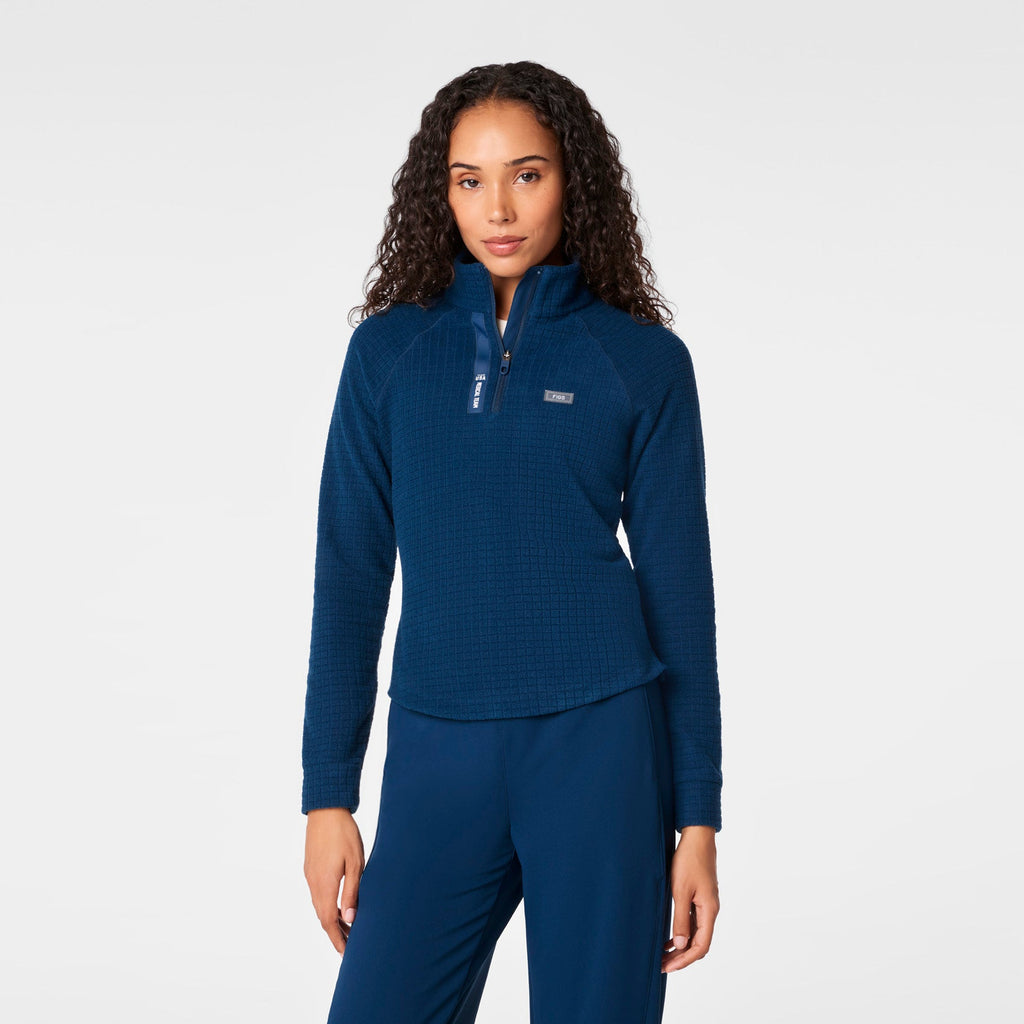 FIGS x Team USA Grid Fleece ¼ Zip Top - Team USA Blue