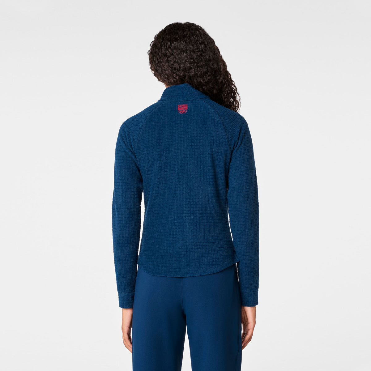 FIGS x Team USA Grid Fleece ¼ Zip Top - Team USA Blue