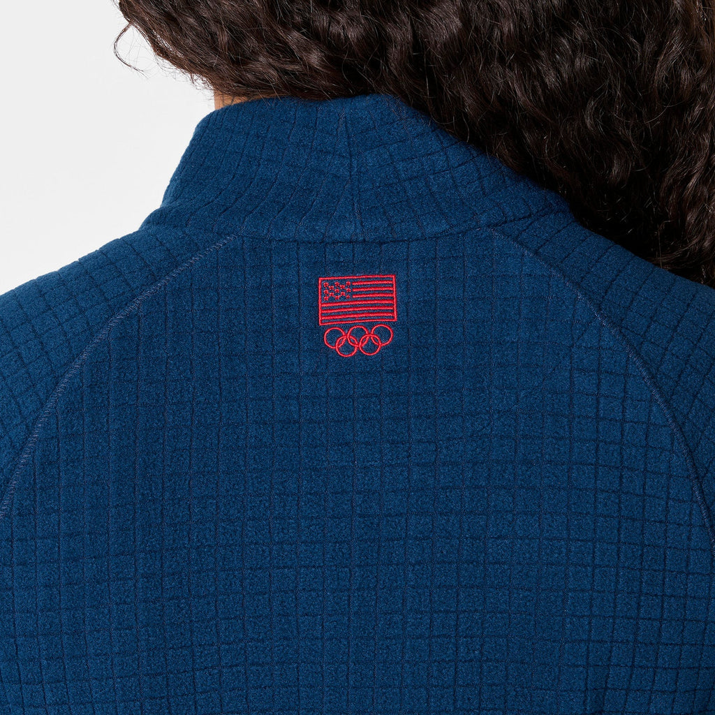 FIGS x Team USA Grid Fleece ¼ Zip Top - Team USA Blue