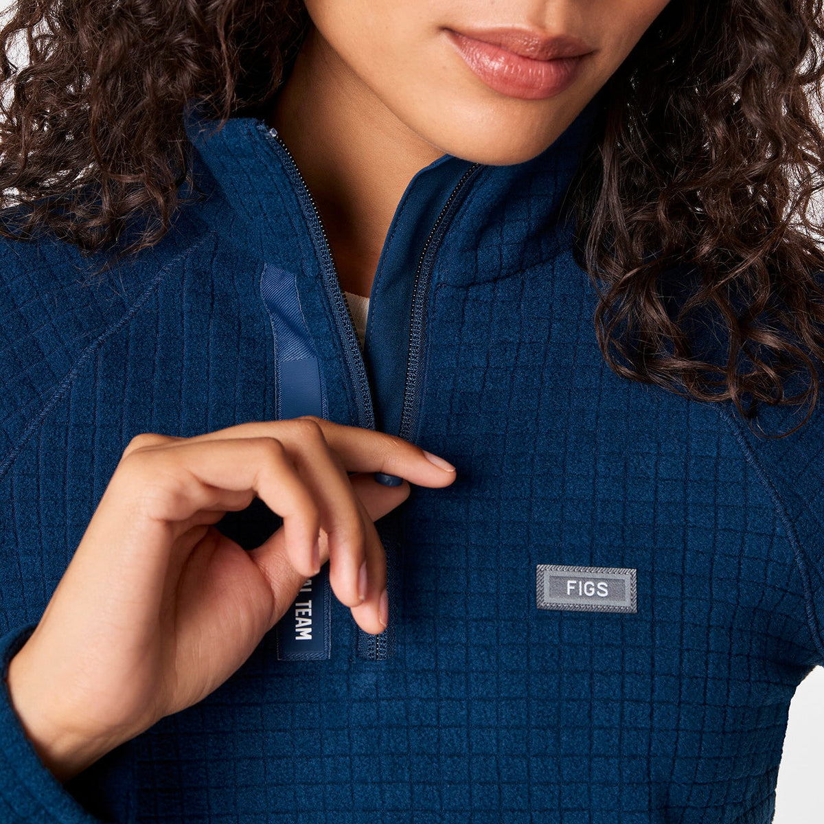 FIGS x Team USA Grid Fleece ¼ Zip Top - Team USA Blue