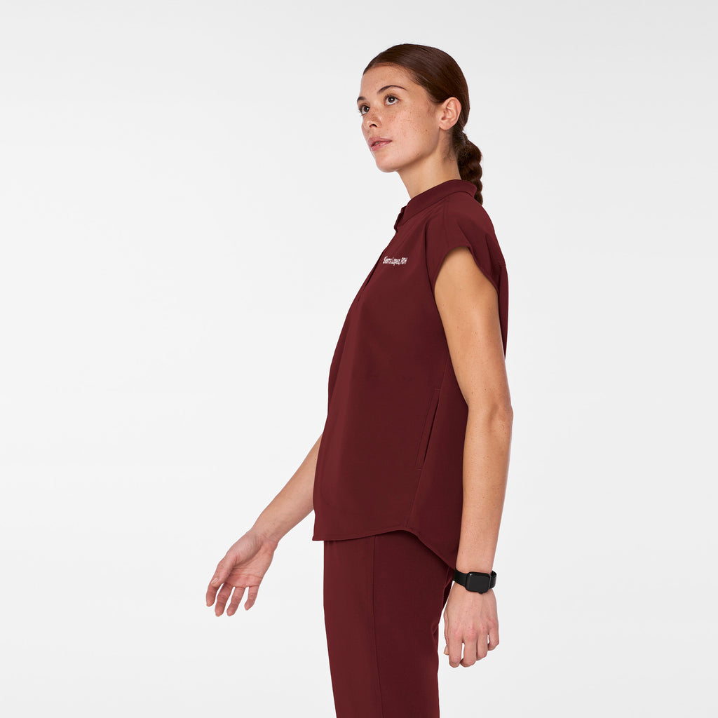 Rafaela Oversized Scrub Top™ - Burgundy