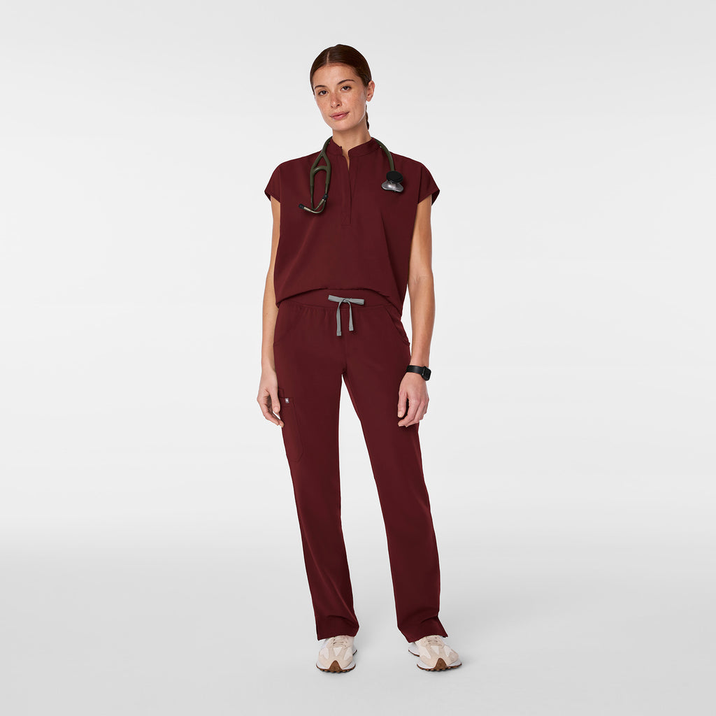 Rafaela Oversized Scrub Top™ - Burgundy