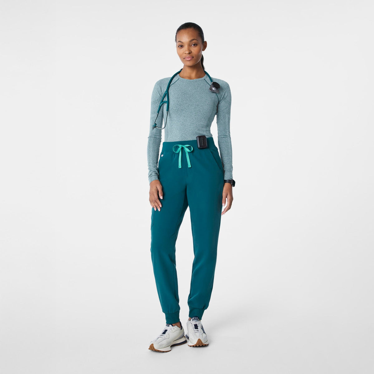 Salta Seamless Long-Sleeve Underscrub - Caribbean Blue