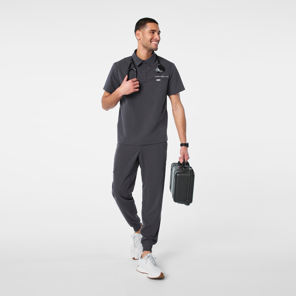 Eugene Polo Scrub Top - Charcoal