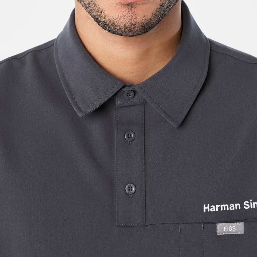 Eugene Polo Scrub Top - Charcoal