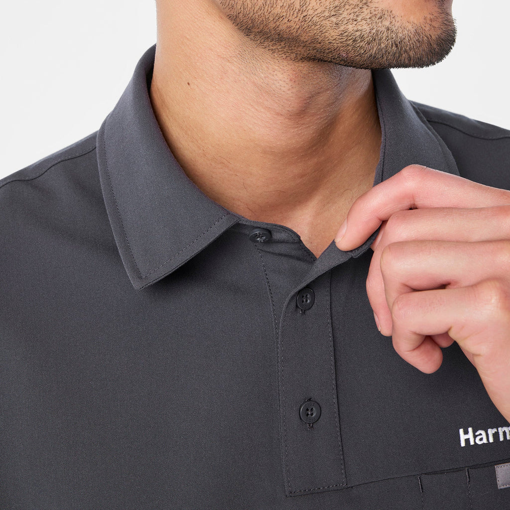 Eugene Polo Scrub Top - Charcoal