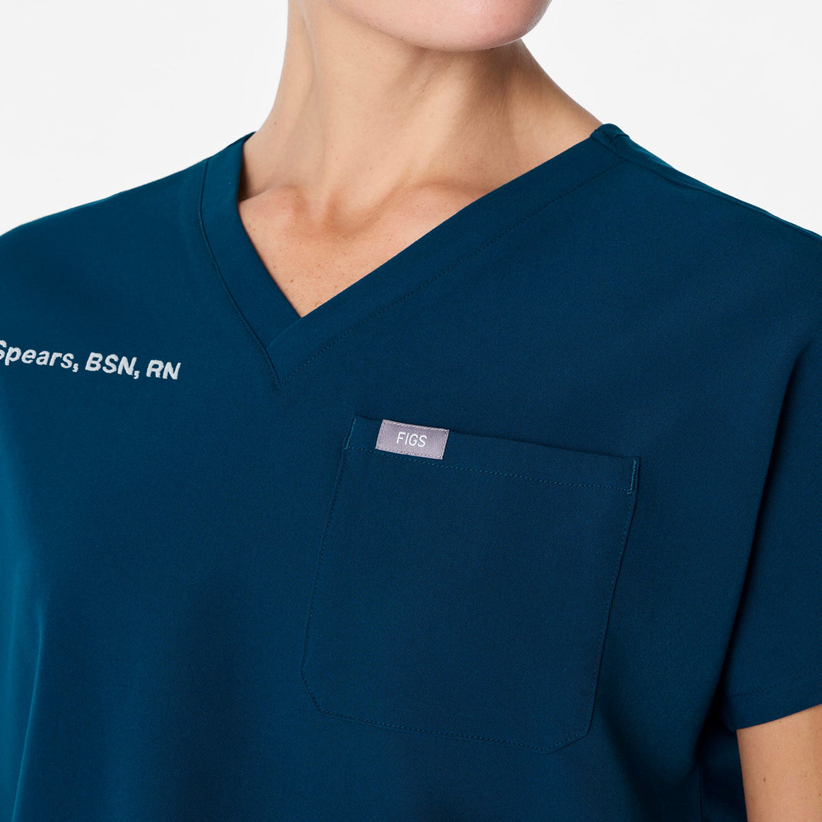 Arua Cropped V-Neck Scrub Top - Deep Reef