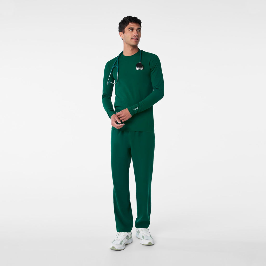 Thomas Ribbed Long-Sleeve Underscrub - Forest Green