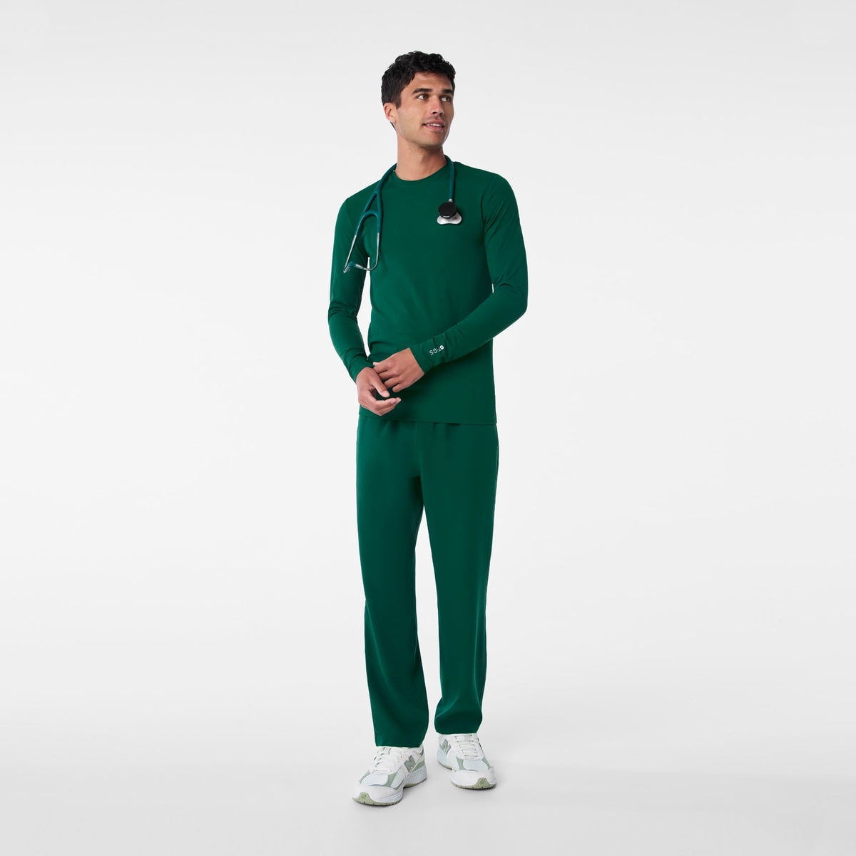 Thomas Ribbed Long-Sleeve Underscrub - Forest Green