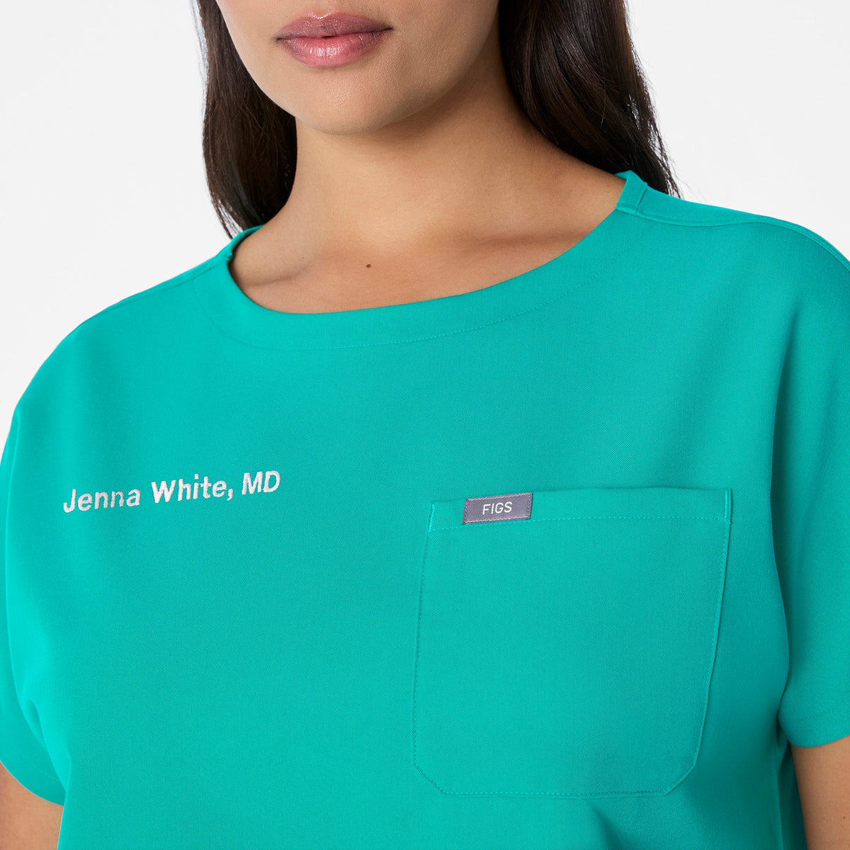 Arua Cropped Crewneck Scrub Top - Lagoon