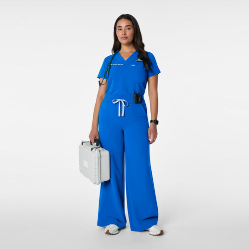 Allison High-Rise Ultra-Wide-Leg Scrub Pant - Royal Blue