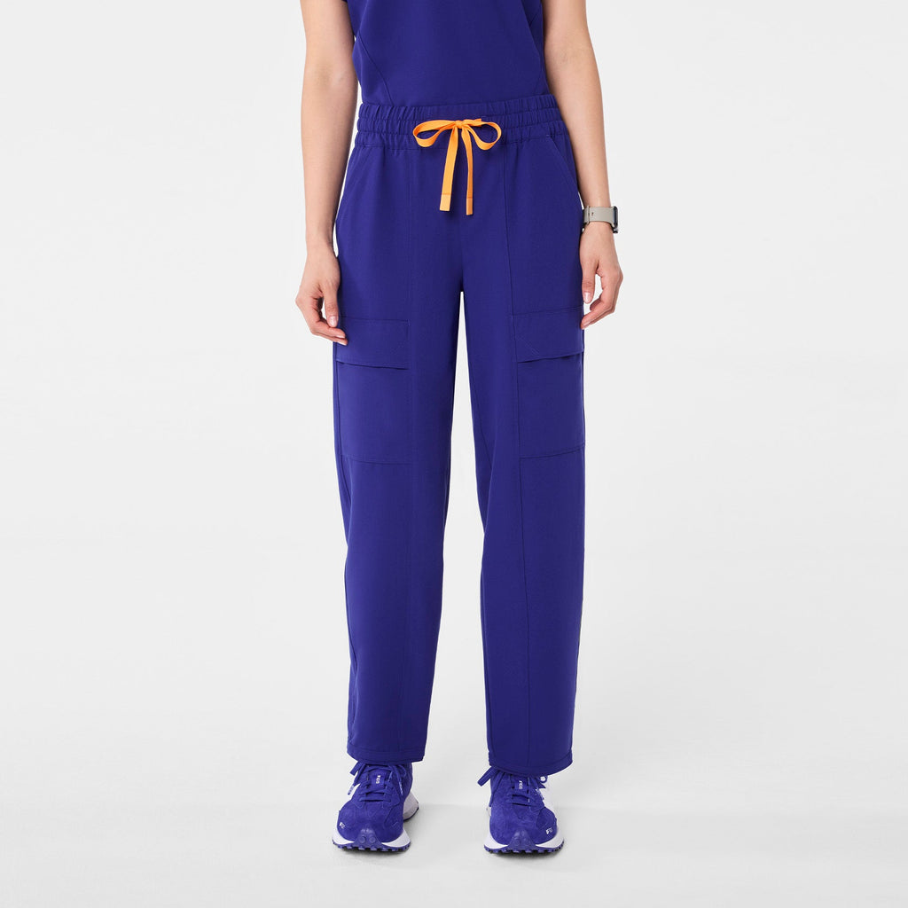 Giuliana High-Rise Barrel-Leg Scrub Pant - Deep Royal Blue