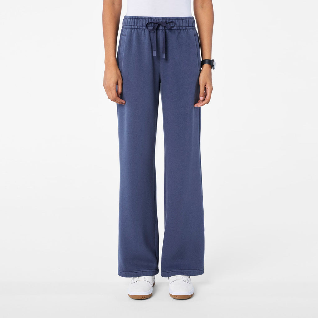 Hayden Vintage Wash Wide-Leg Sweatpants - Quiet Navy