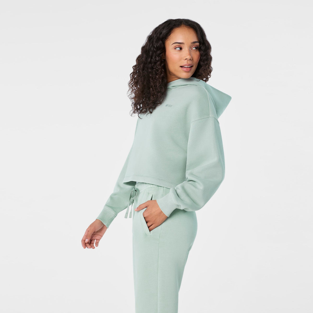 Hayden Vintage Wash Cropped Hoodie Sweatshirt - Soft Sage
