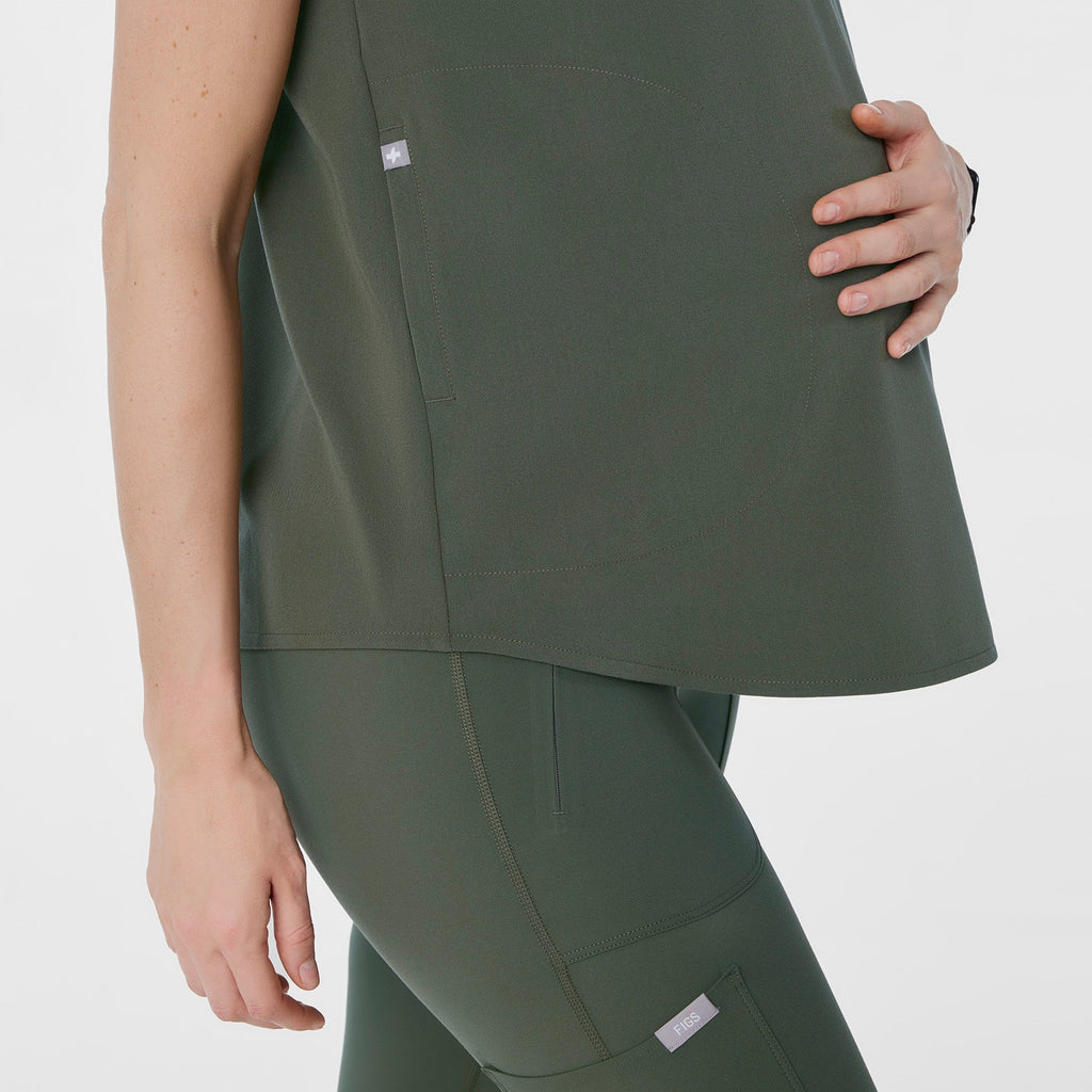 Rafaela Maternity Scrub Top - Moss