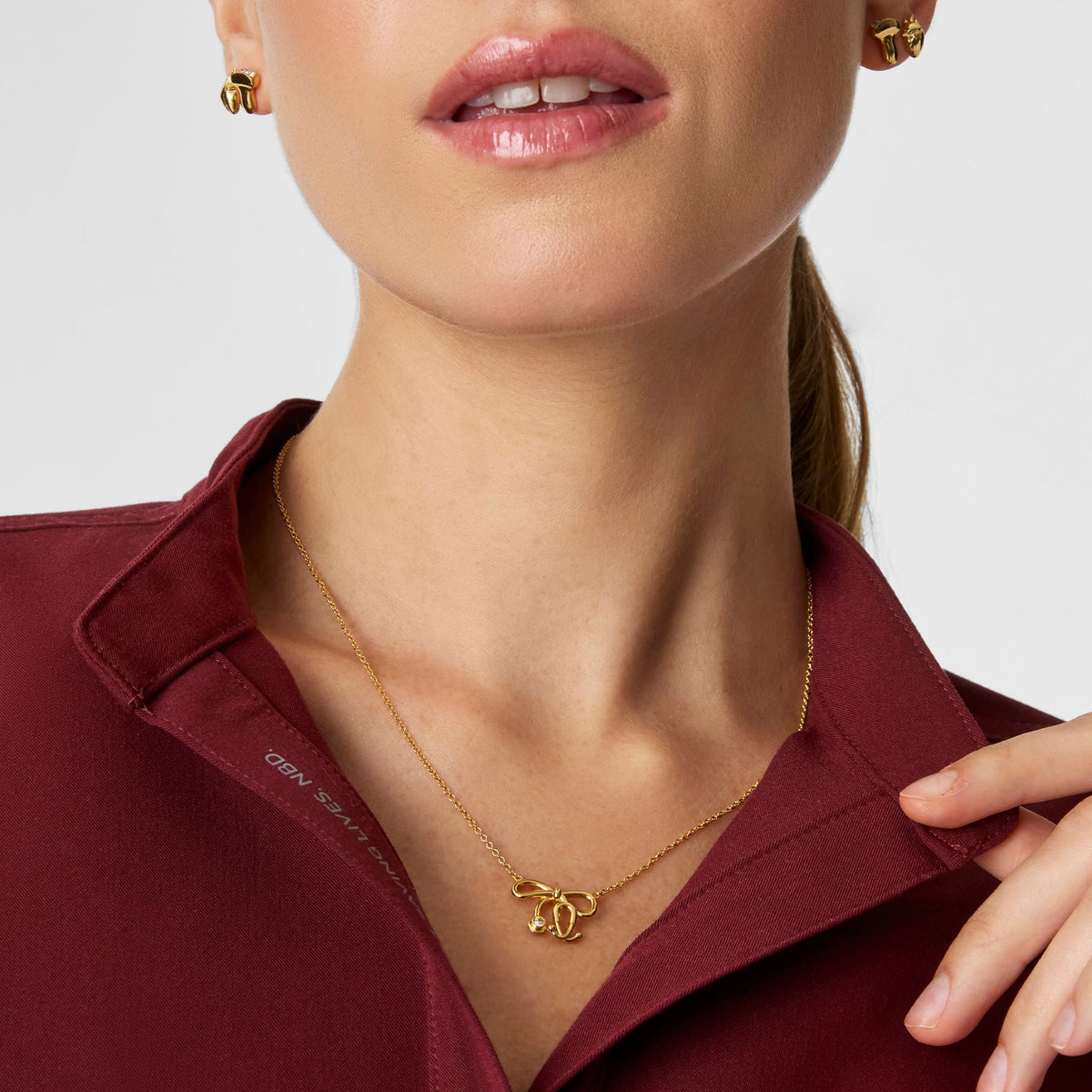 Stethoscope Bow Necklace - Gold