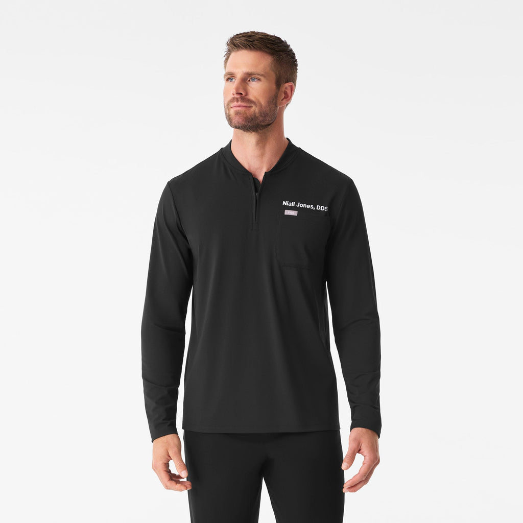 Dawes ¼ Zip Long-Sleeve Scrub Top - Black