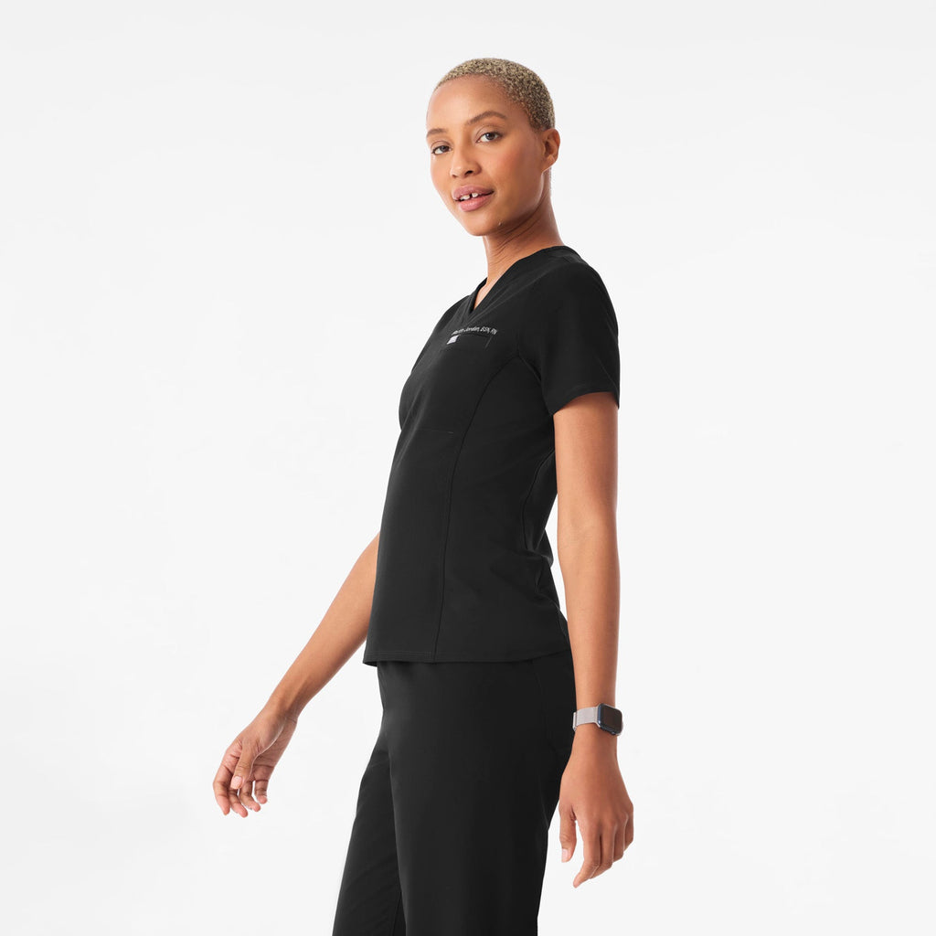 Everly Slim Scrub Top - Black