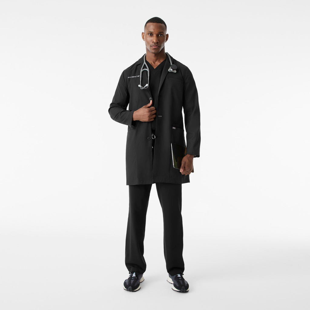 Harlem Long Slim Lab Coat - Black