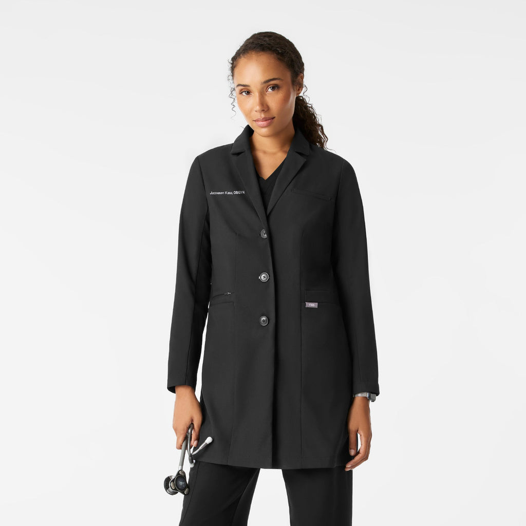 Bellevue Long Slim Lab Coat - Black